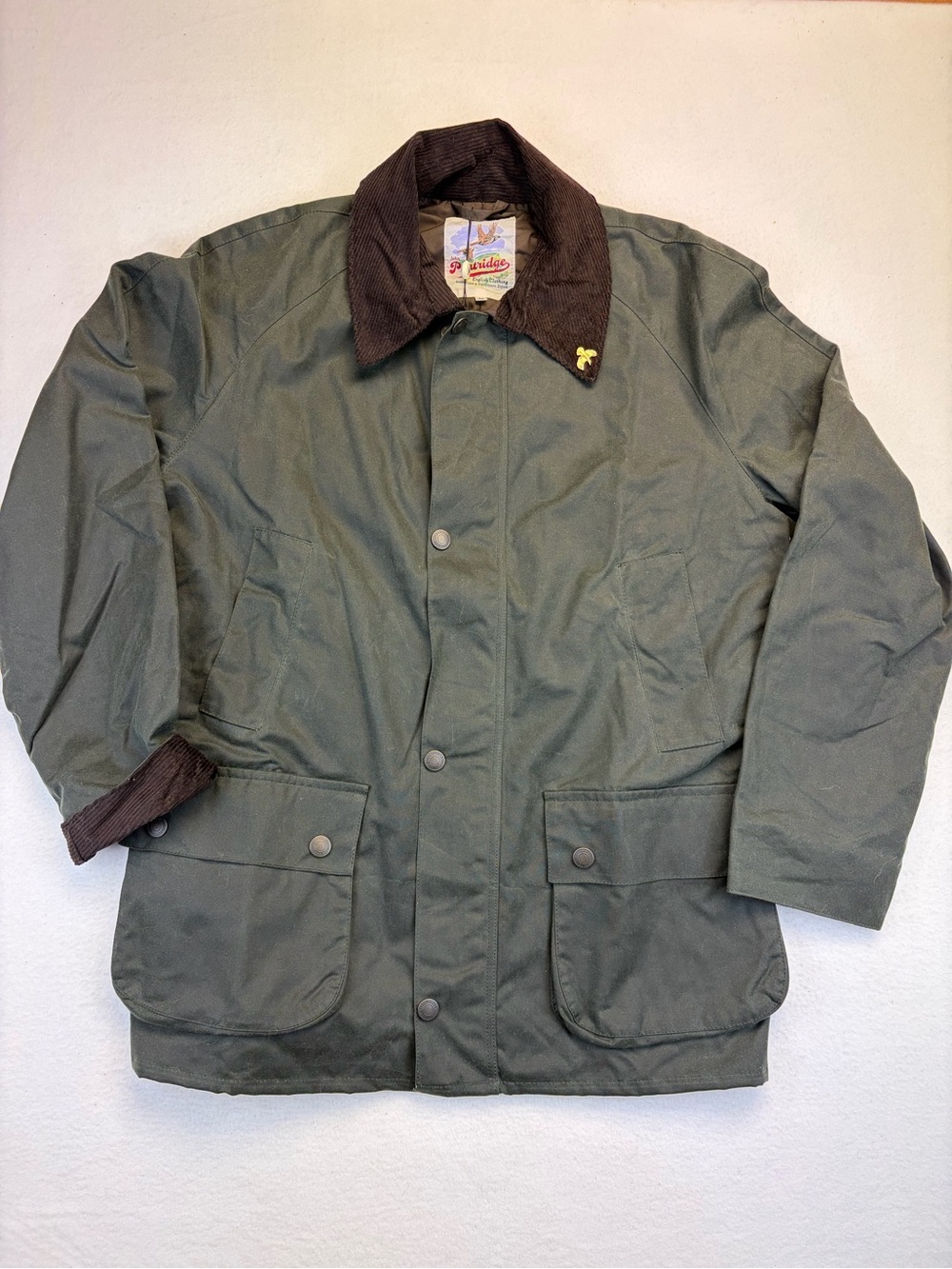 NWT John Partridge England Waxed Heathland Jacket Green Men's M Zip Snap Sage